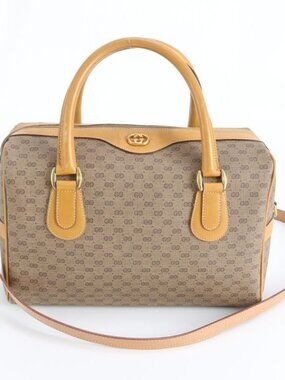 Gucci Vintage Micro GG Leather 2-Way Mini Boston Shoulder Bag Crossbody Hand Rbe